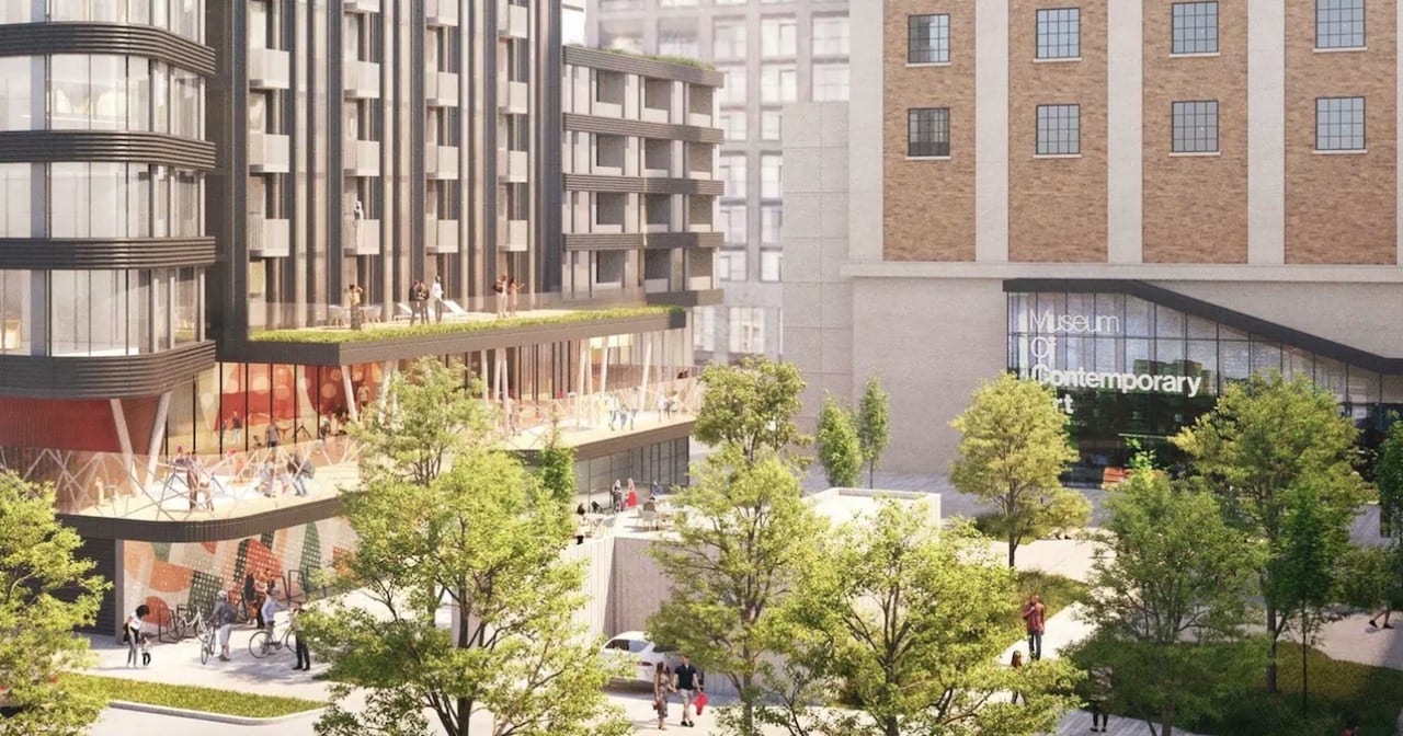 Exterior rendering of 150 Sterling Road Condos courtyard