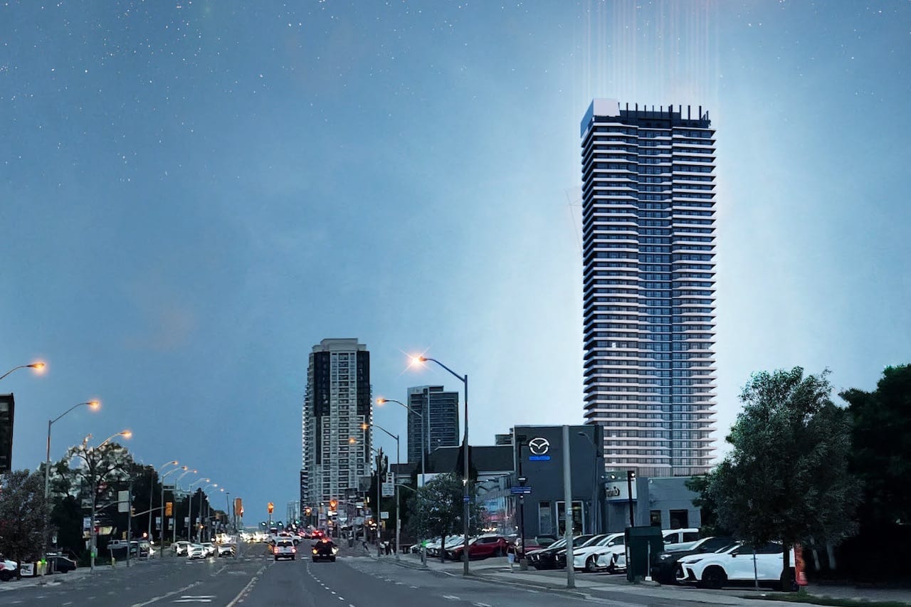 Rendering of 18 Athabaska Condos streetscape