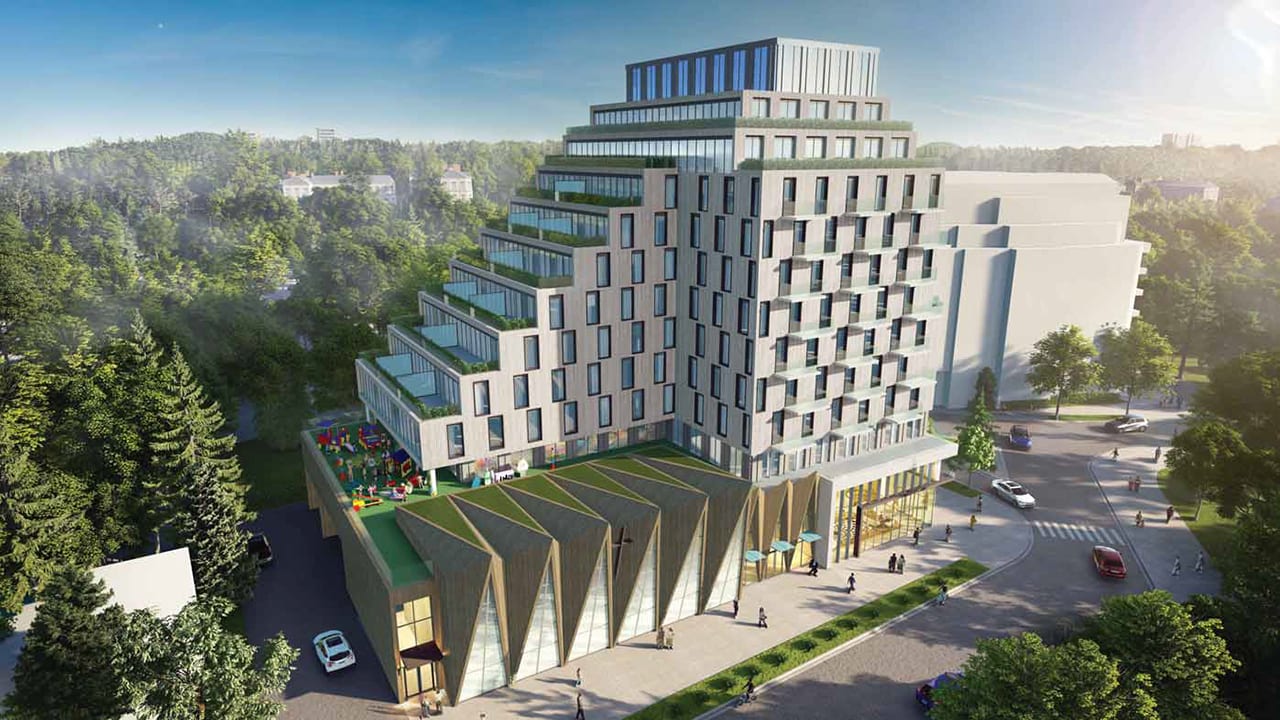 Exterior rendering of 25 Old York Mills Condos aerial view
