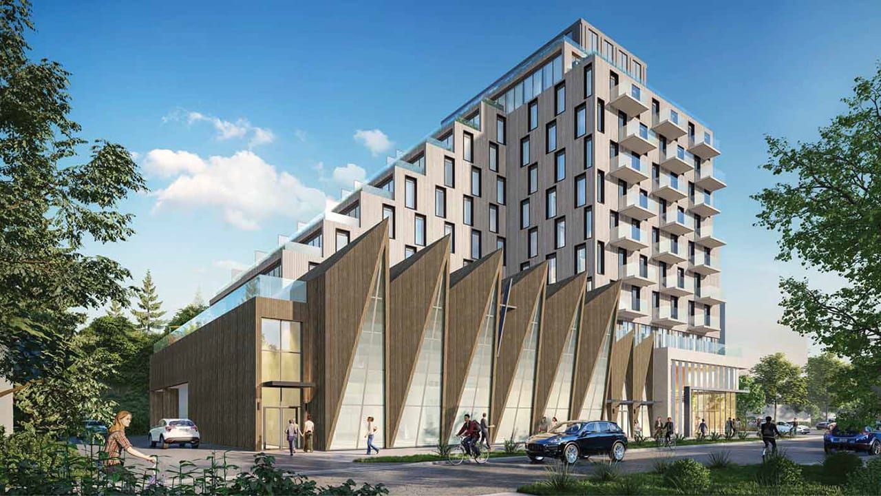 Exterior rendering of 25 Old York Mills Condos worms-eye-view