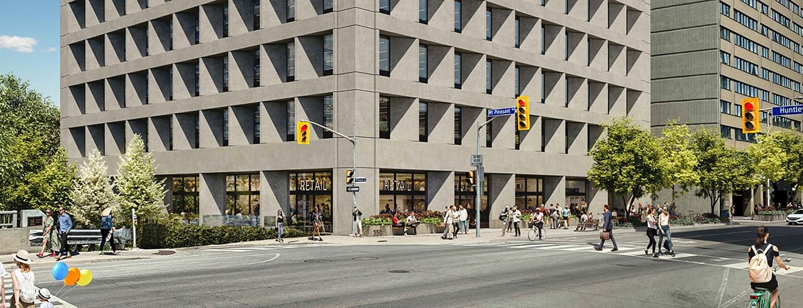 Rendering of 350 Bloor East Condos exterior streetscape