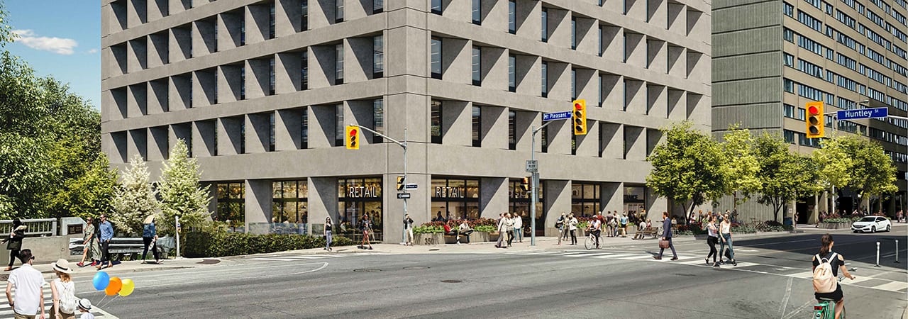 Rendering of 350 Bloor East Condos exterior streetscape