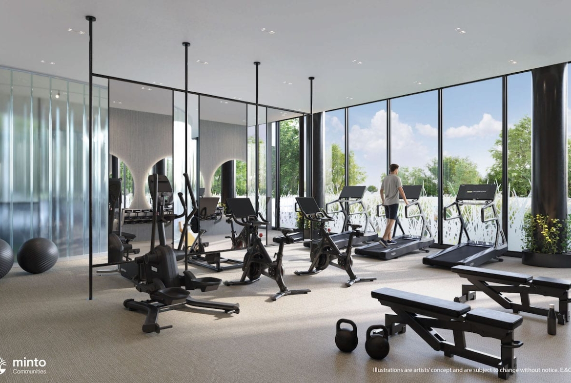 Rendering of North Oak Tower 3 Condos interior fitness room