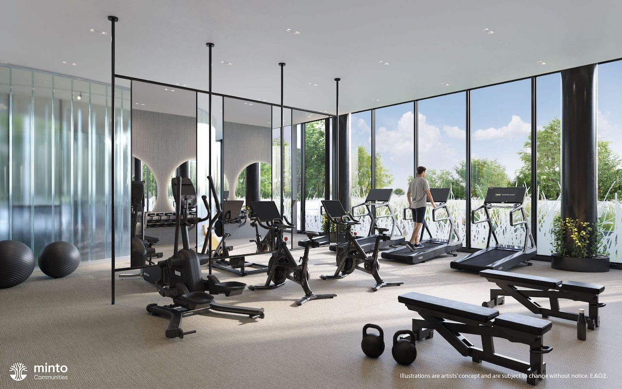 Rendering of North Oak Tower 3 Condos interior fitness room