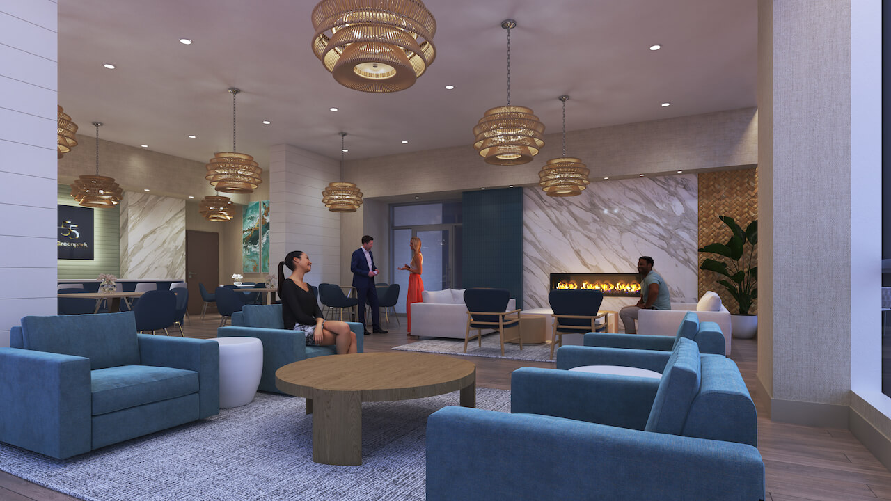 Rendering of Thompson Towers party room