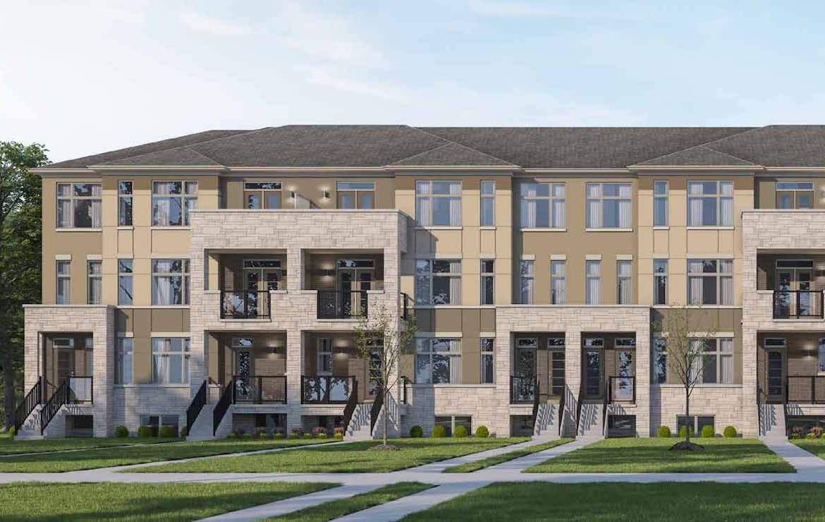 Exterior rendering of Rendering of Maya Urban Towns stacked towns style 3 front close up