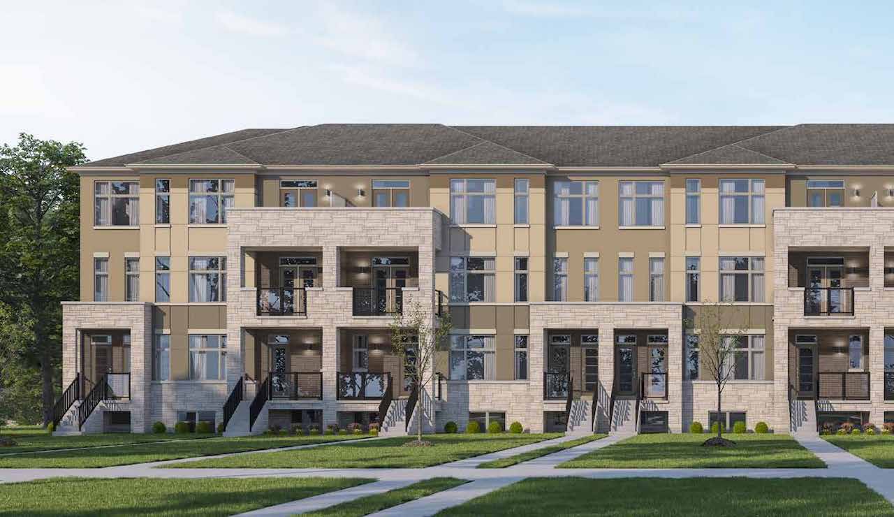 Exterior rendering of Rendering of Maya Urban Towns stacked towns style 3 front close up