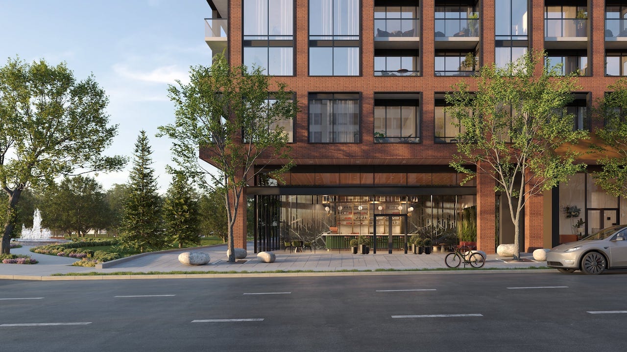 Rendering of NorthCore Condos exterior entrance