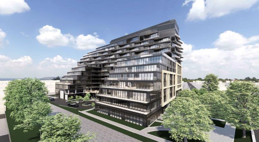 Rendering of Park Central Condos exterior full view angled