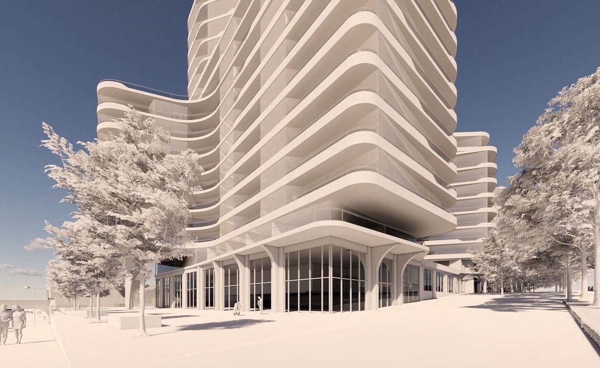 Exterior rendering of St Clair Gardens Condos entrance