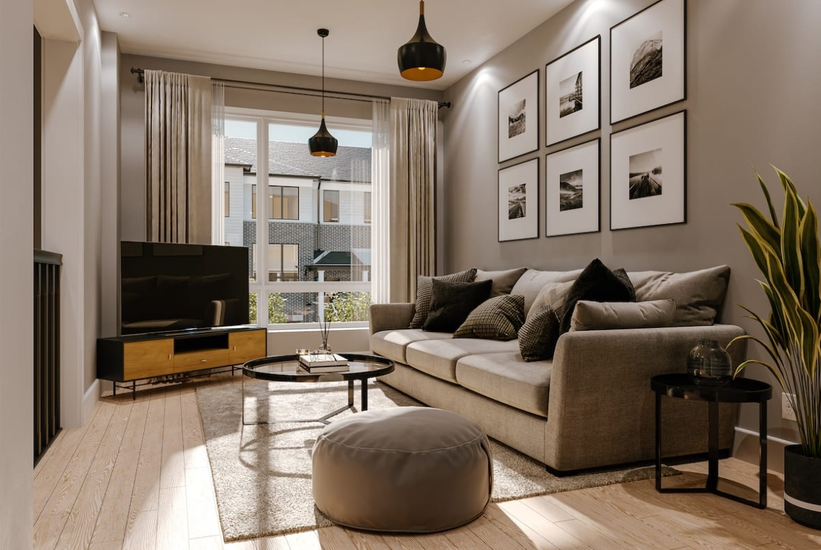 Rendering of Sora Towns suite interior living room