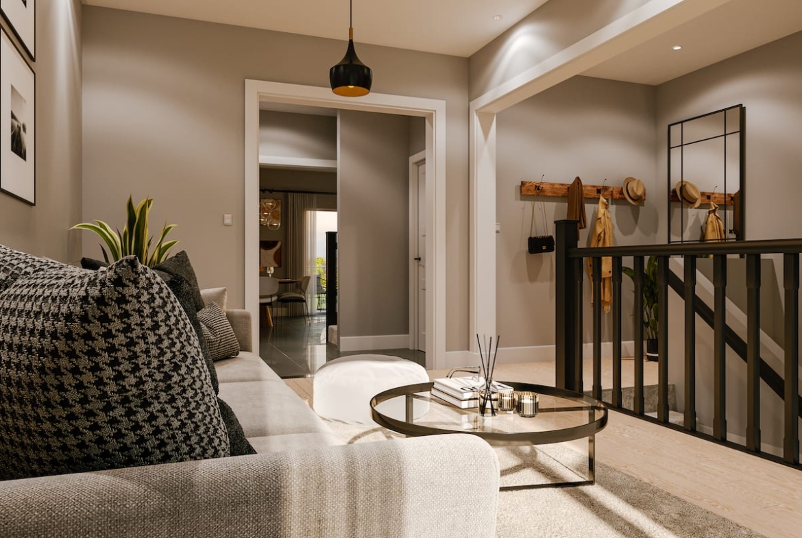 Rendering of Sora Towns suite interior main area
