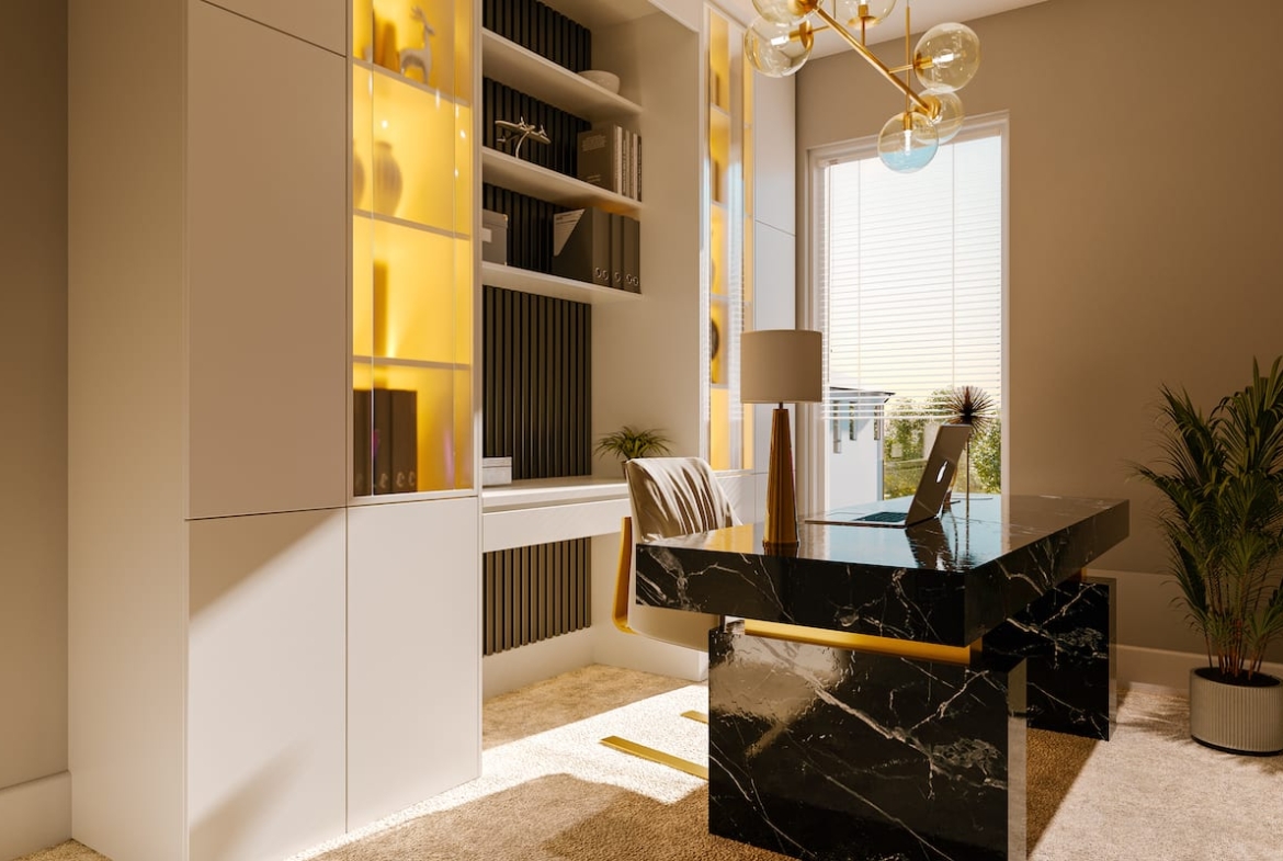 Rendering of Sora Towns suite interior office
