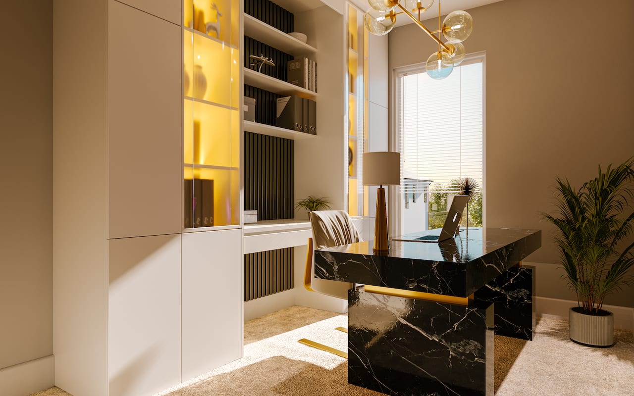 Rendering of Sora Towns suite interior office