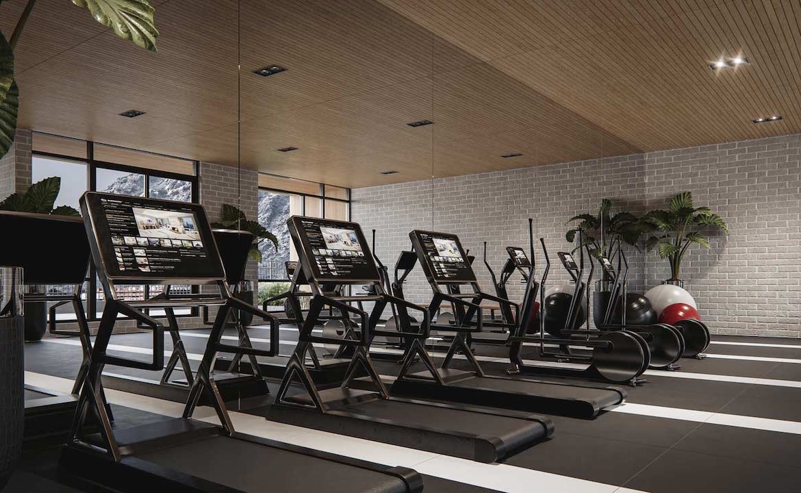 Rendering Plaza West District Condos treadmills in gym