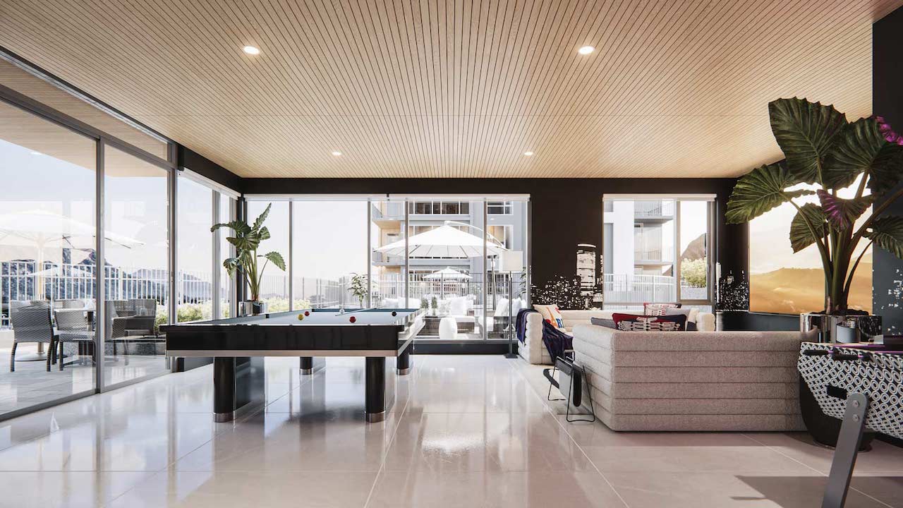 Rendering Plaza West District Condos party room