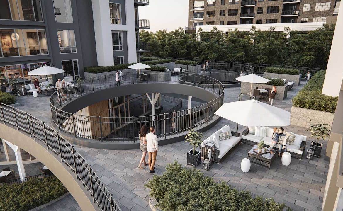 Rendering Plaza West District Condos outdoor terrace