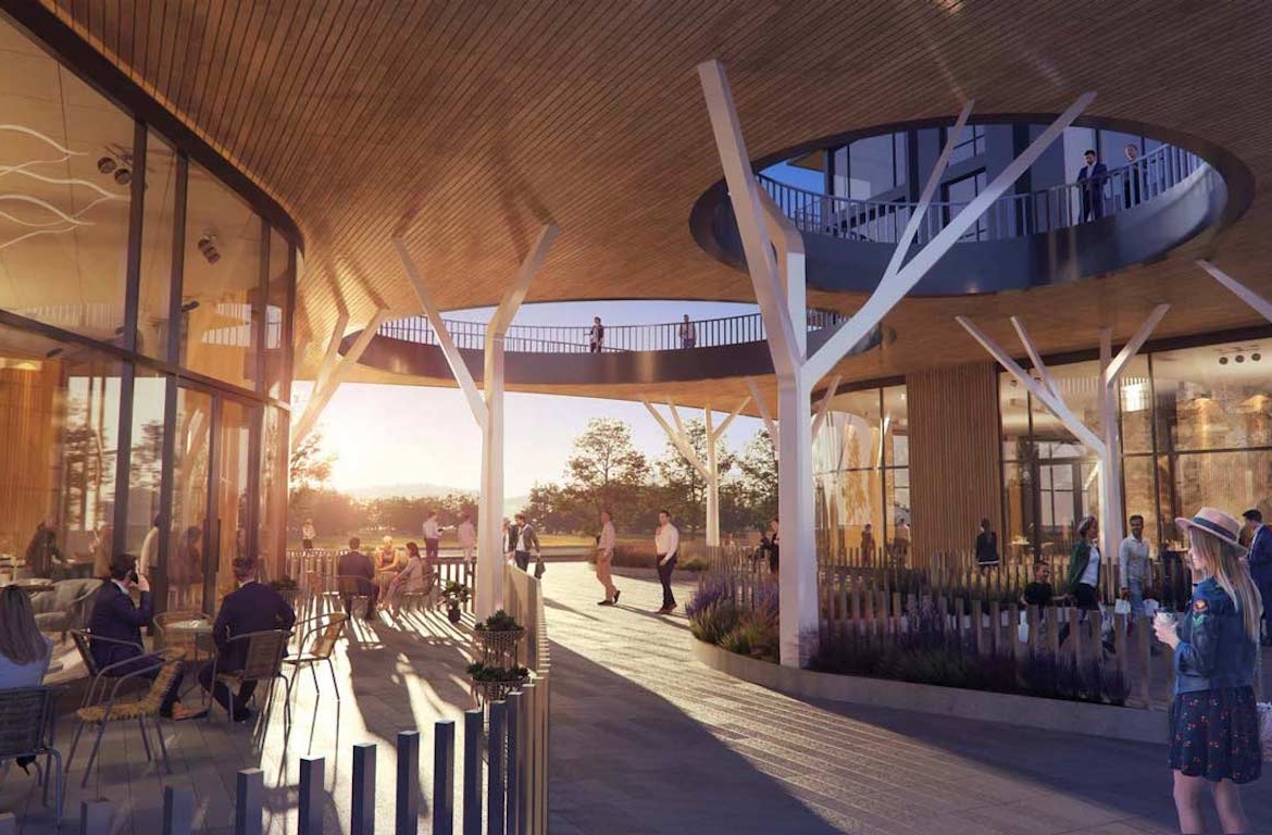 Rendering Plaza West District Condos walkway