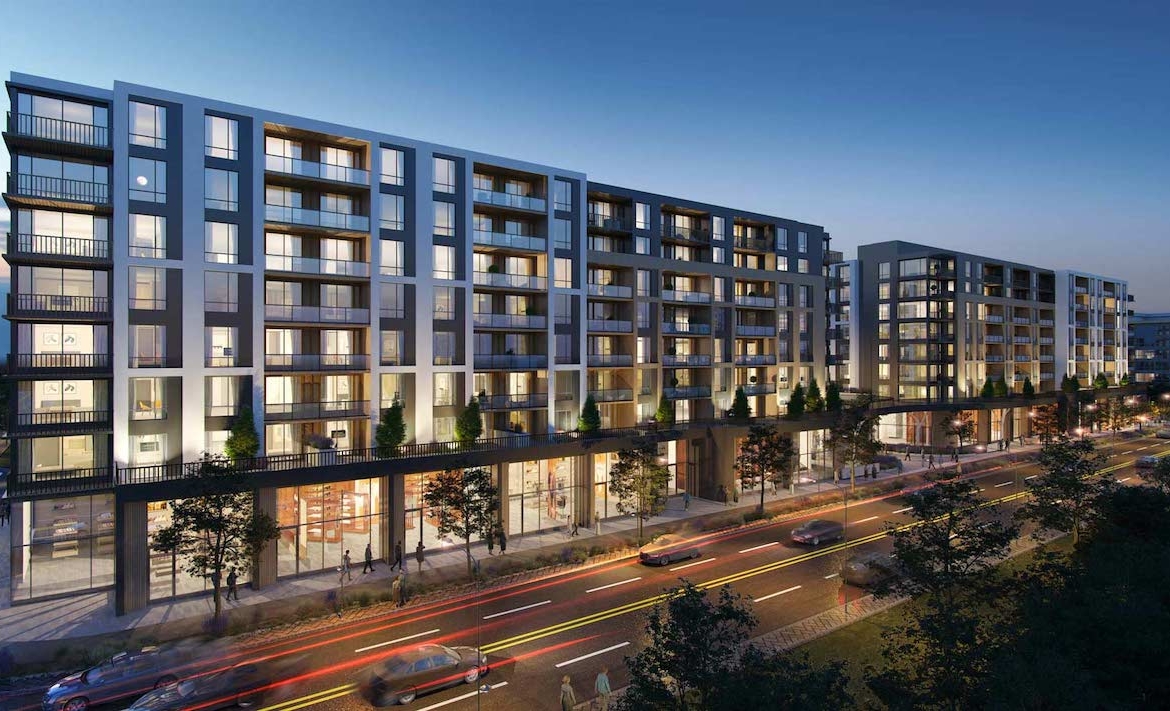Rendering Plaza West District Condos exterior night