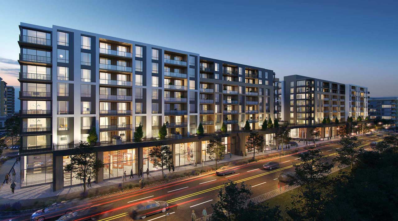 Rendering Plaza West District Condos exterior night