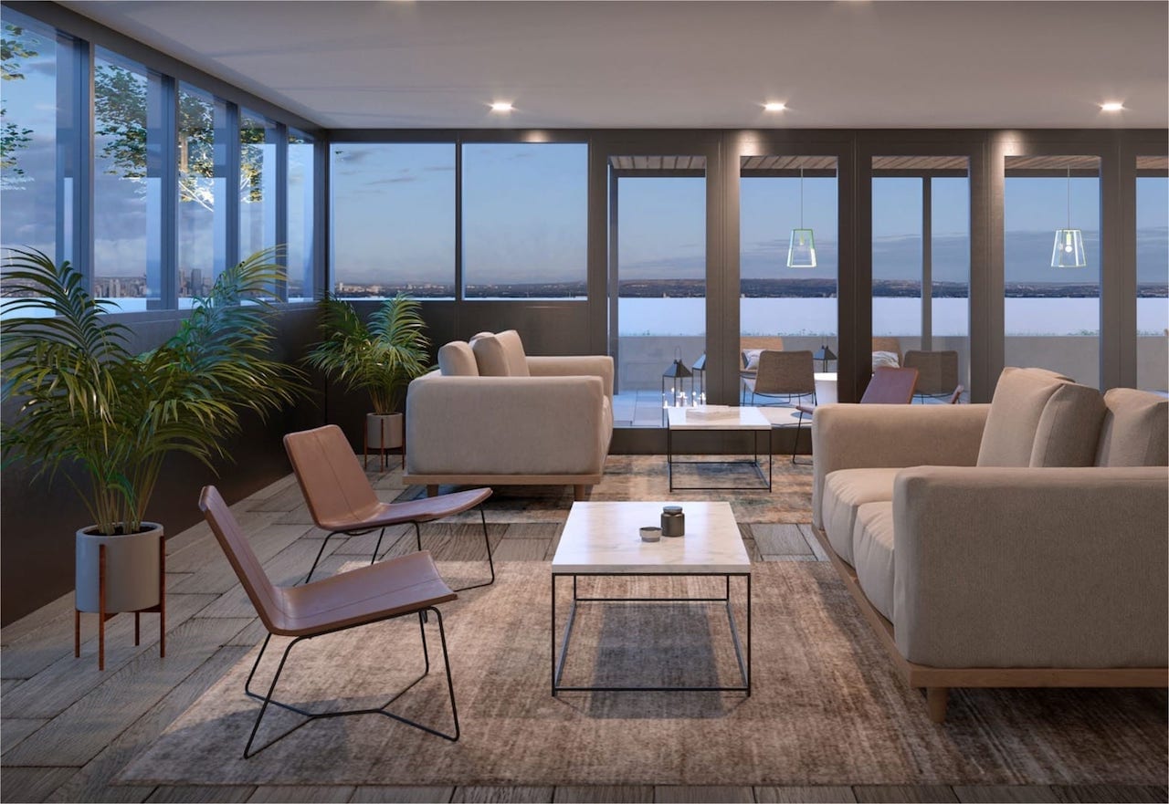 Rendering of East Hills Crossing Se4 rooftop party room