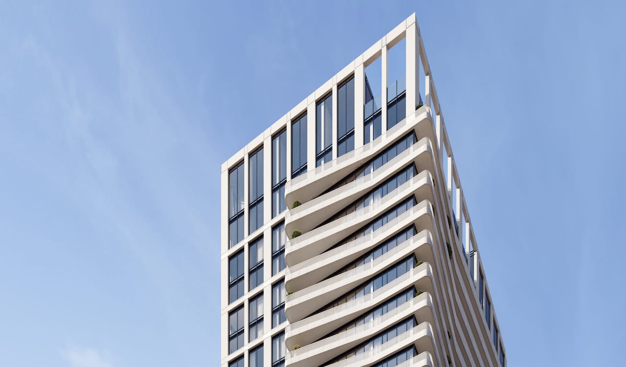 Rendering of Olive Residences exterior upper view