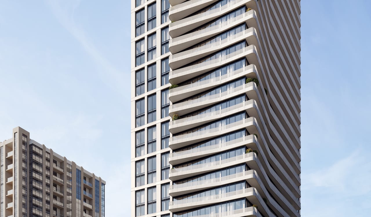 Rendering of Olive Residences exterior middle view