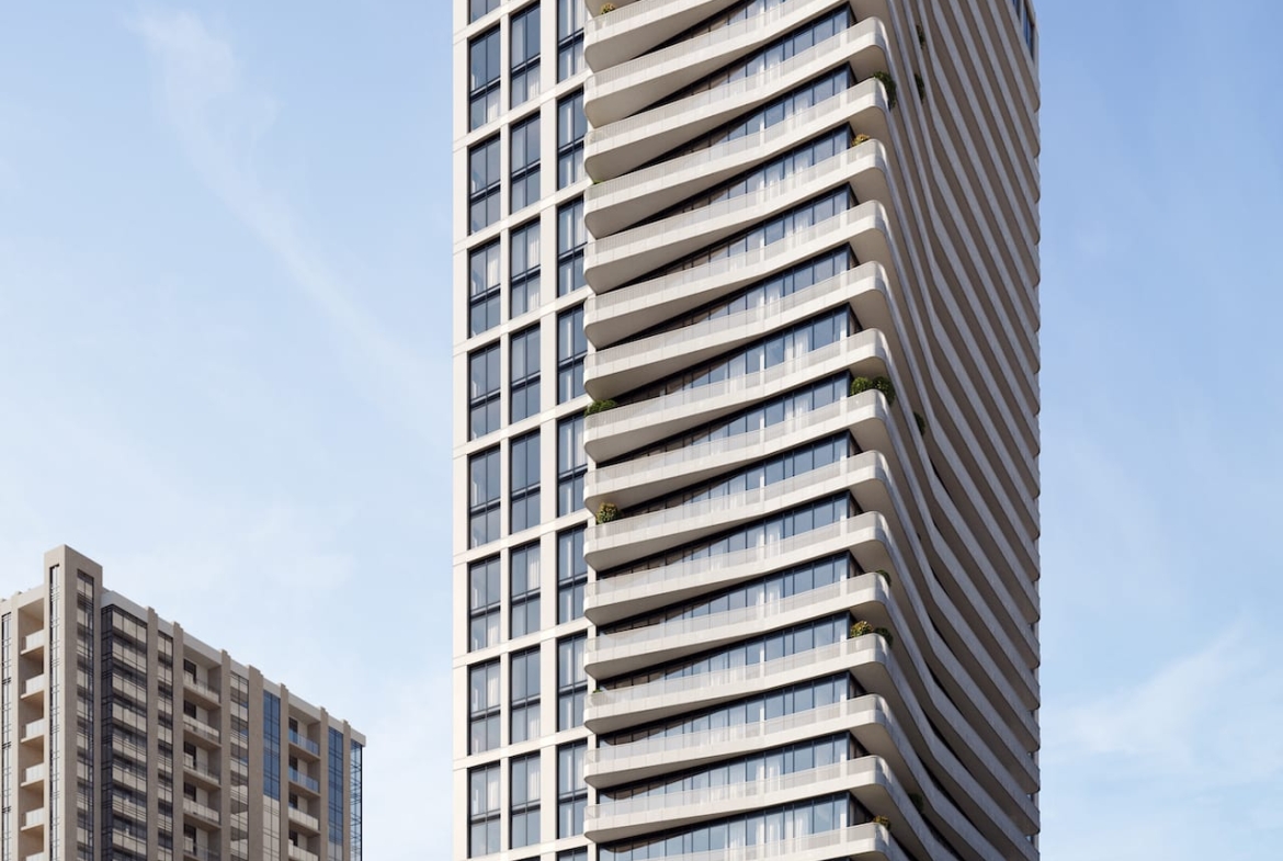 Rendering of Olive Residences exterior full view during the day
