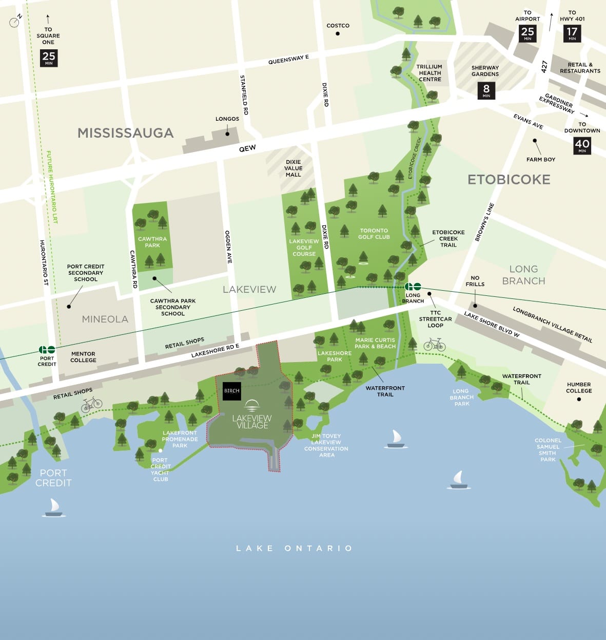 Map of Birch Condos and Towns at Lakeview Village in Mississauga