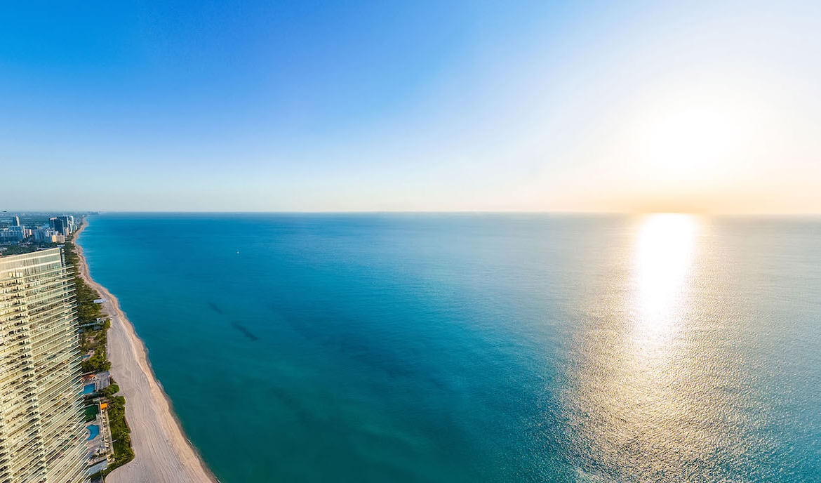 St. Regis Residences Sunny Isles Beach rooftop view of the north east sunrise