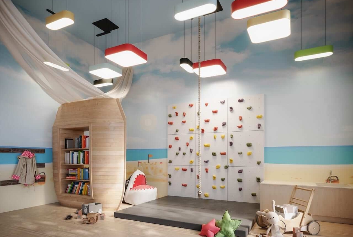 Rendering of Exhale Residences kids play room