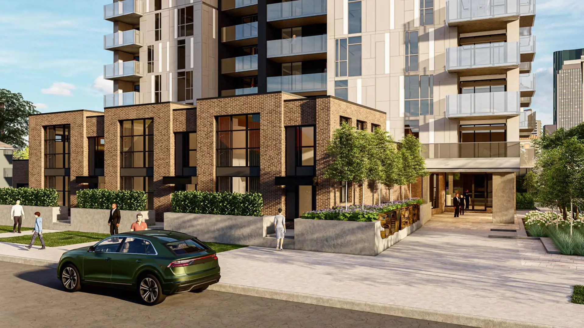 Rendering of Sovereign Condos exterior ground floor