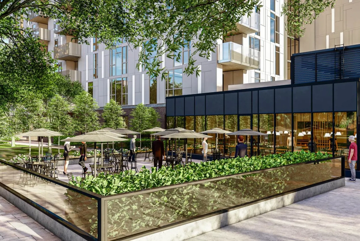 Rendering of Sovereign Condos exterior courtyard