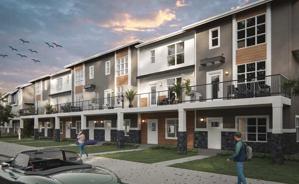 Exterior rendering of Briarfield Towns in Alberta by Truman Homes
