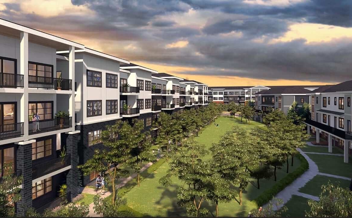 Aerial rendering of Hazelwood Condos