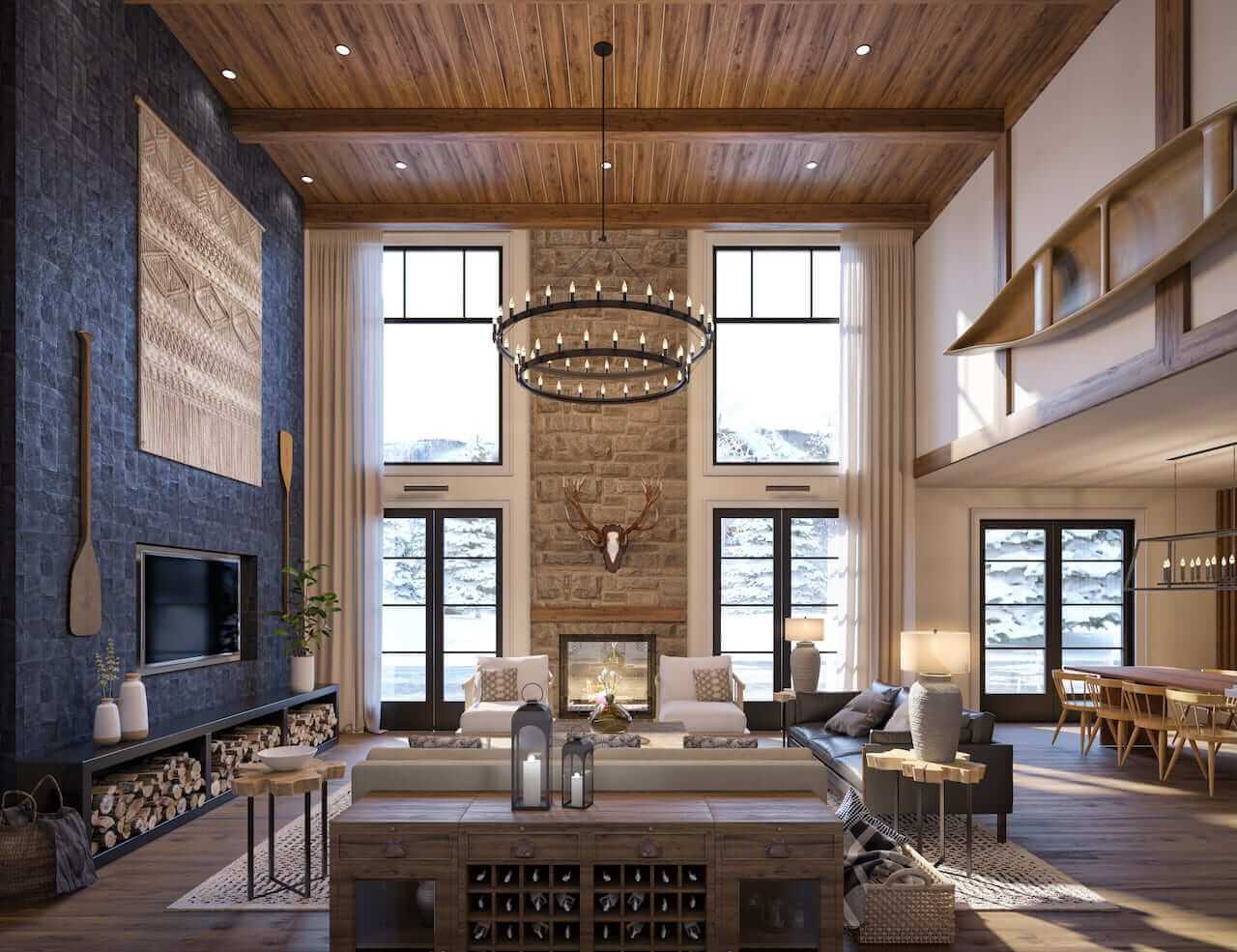 Rendering of The Summit Homes interior lodge room