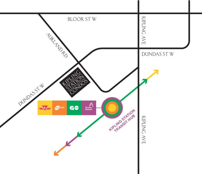 Map of Kipling Station Condos
