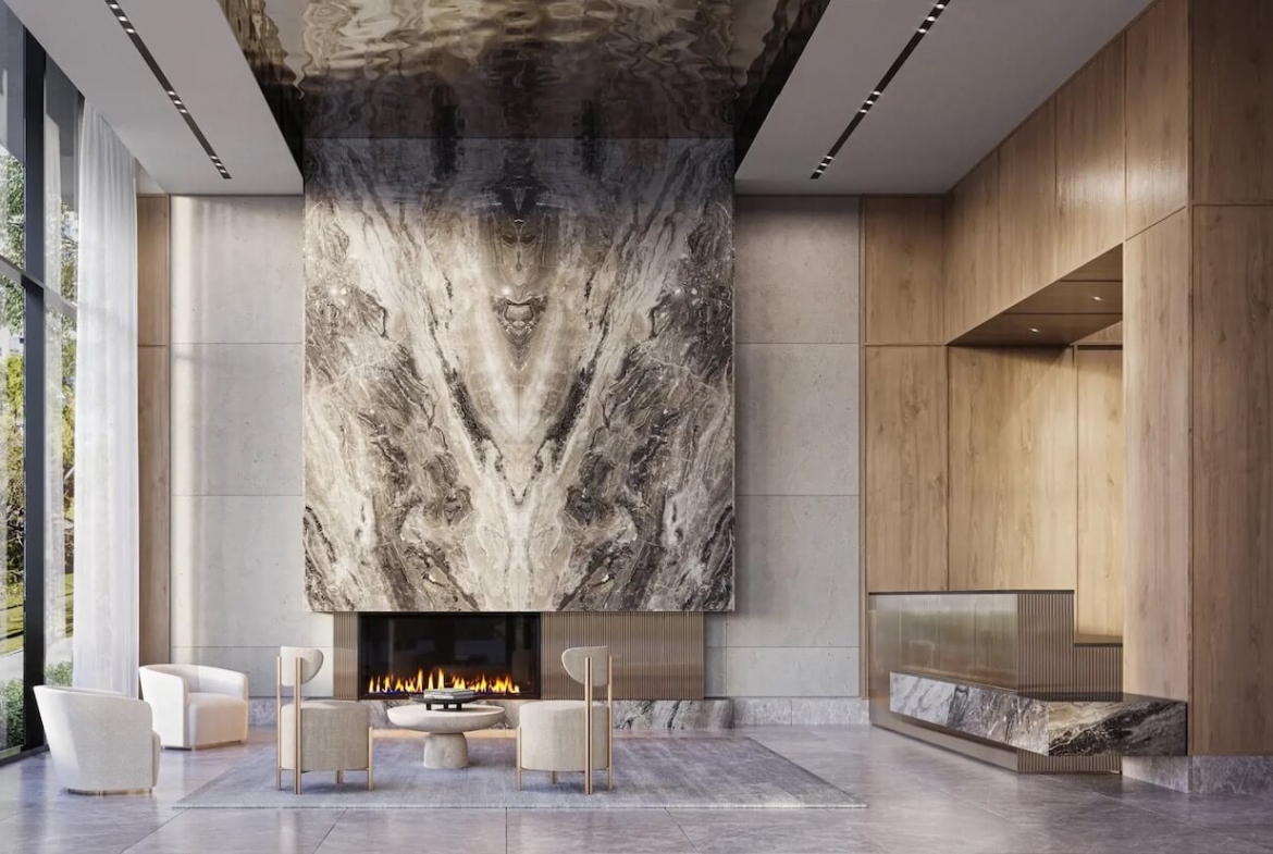 Rendering of Kipling Station Condos interior lobby