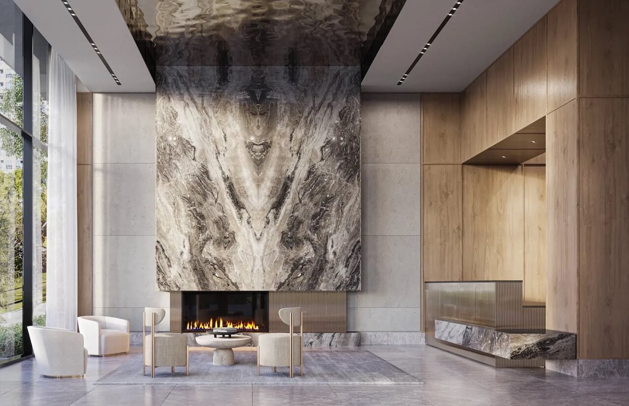 Rendering of Kipling Station Condos interior lobby