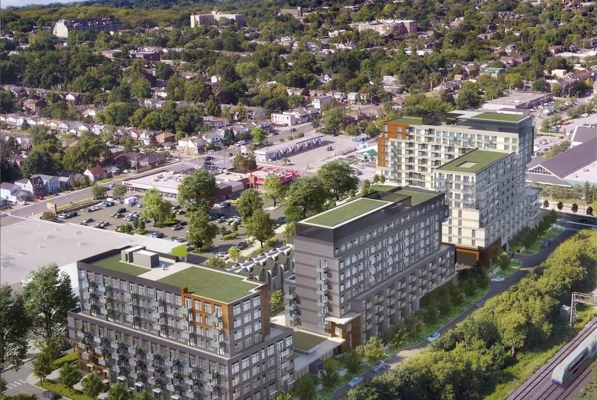 Rendering of Birchley Park Condos and Towns aerial