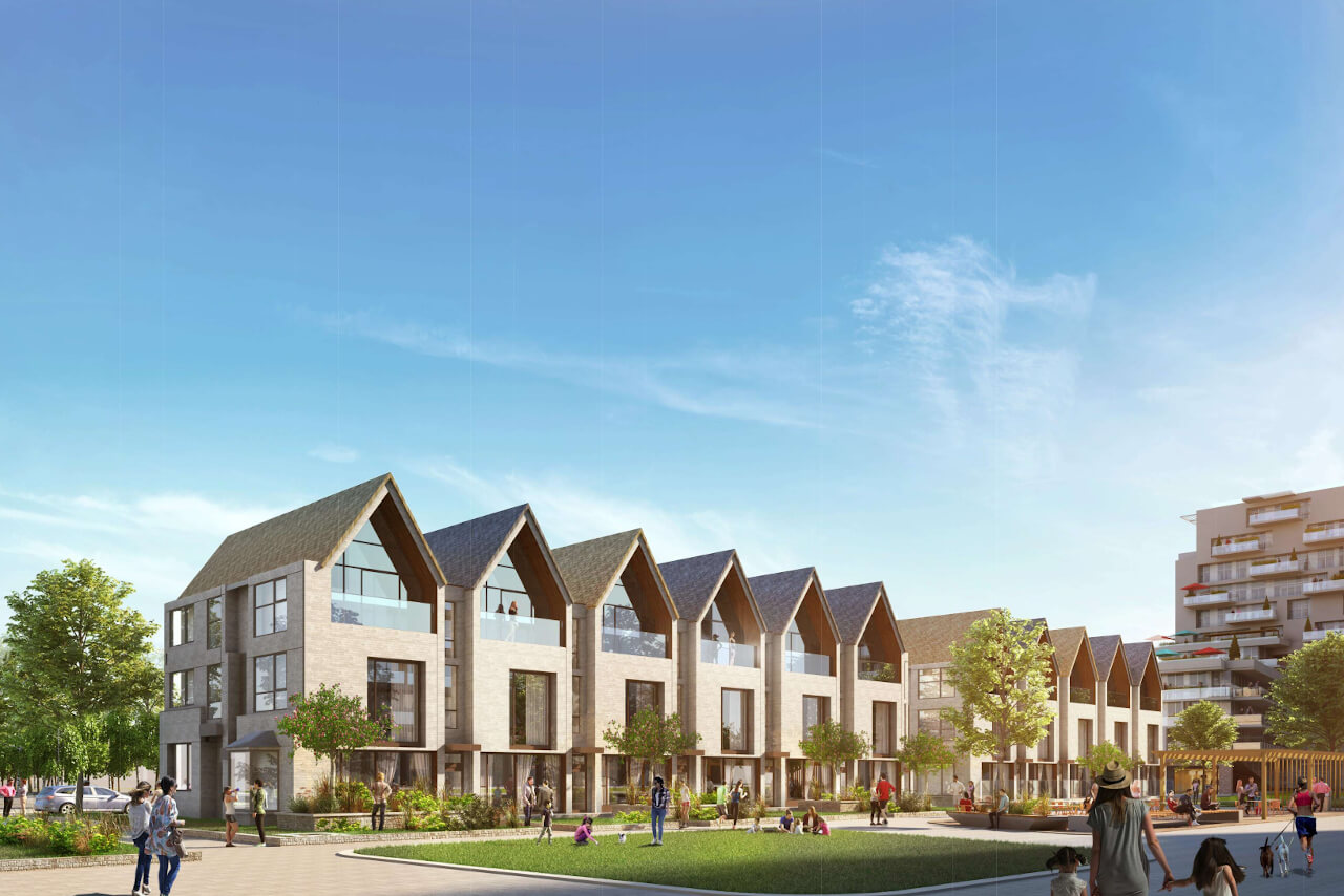 Rendering of Birchley Park townhome exteriors