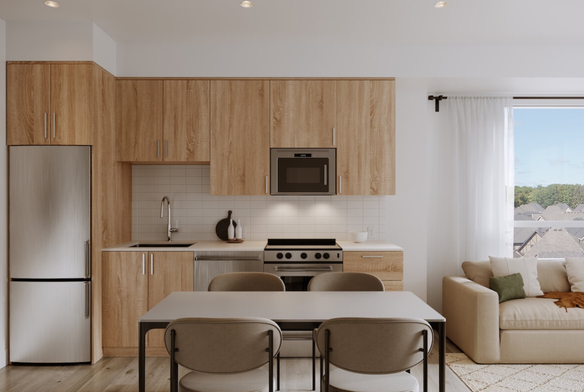Rendering of Carding House suite interior standard kitchen