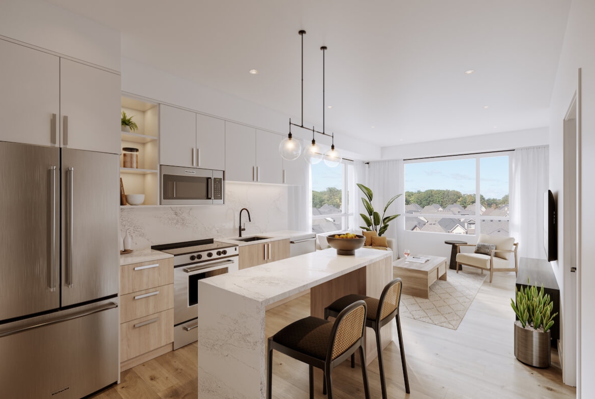 Rendering of Carding House suite interior kitchen upgrade