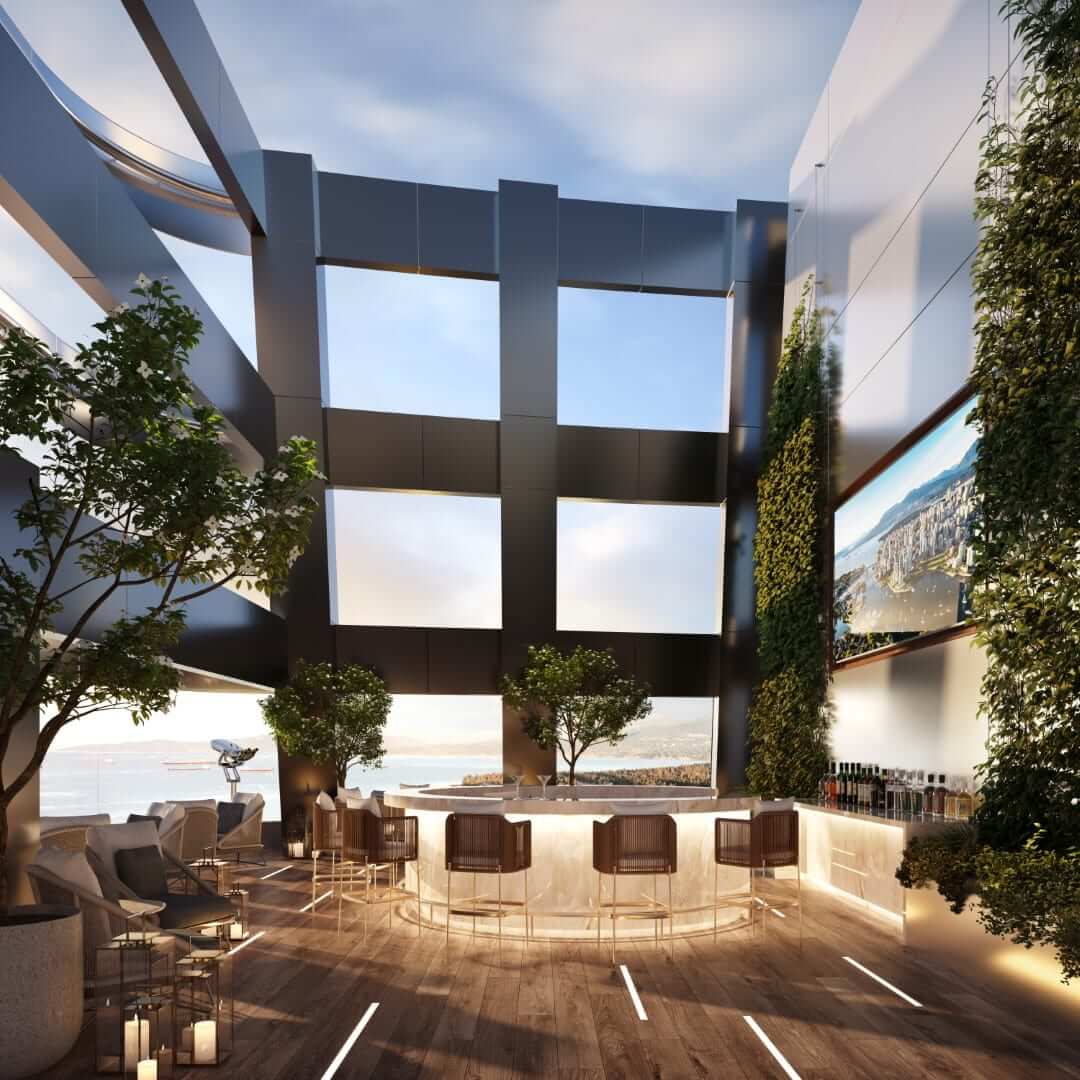 Rendering of CURV Condos exterior sky bar