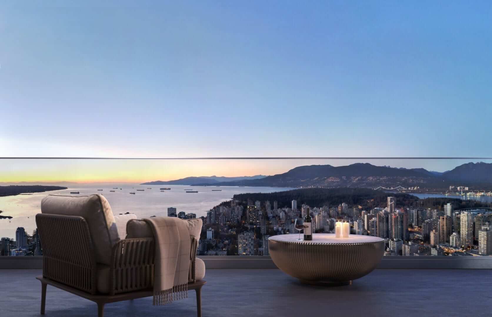 Rendering of CURV Condos balcony view