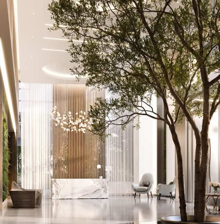 Rendering of CURV Condos lobby