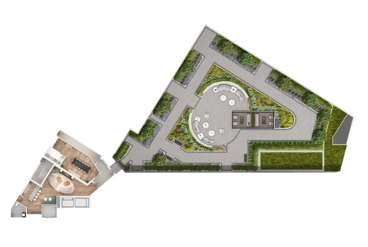 Rendering of The Residences at Bronte Lakeside 2D 2nd floor amenity plan