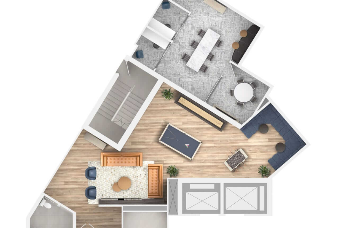 Rendering of The Residences at Bronte Lakeside 2D 4th floor amenity plan