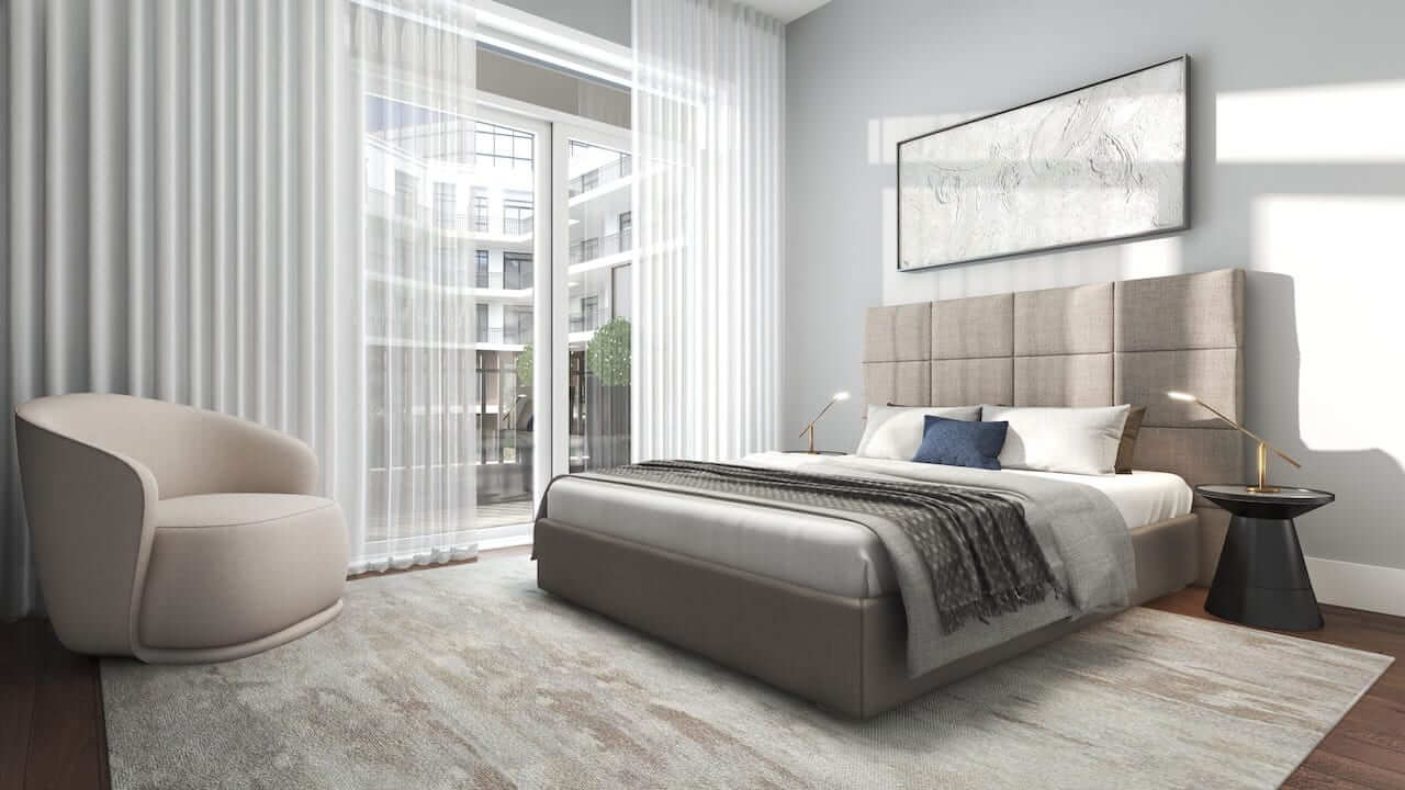 Rendering of The Residences at Bronte Lakeside interior suite bedroom