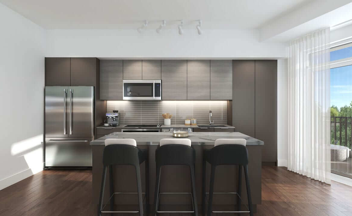 Rendering of The Residences at Bronte Lakeside interior suite kitchen